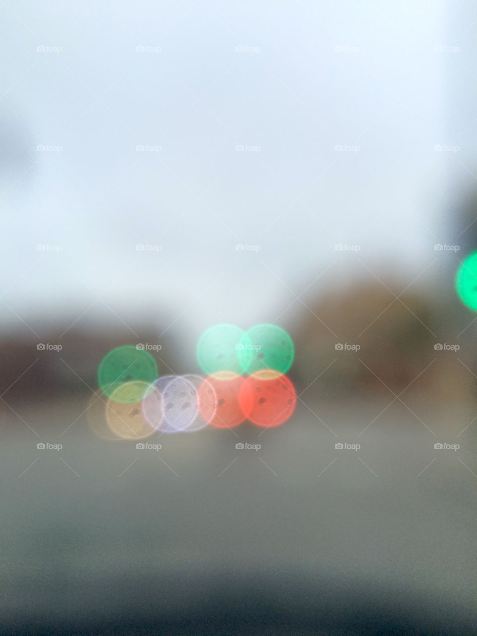Out of focus picture with colored light circles 