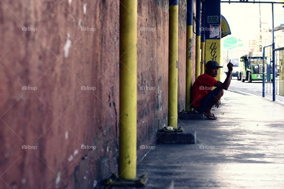 Street person resting