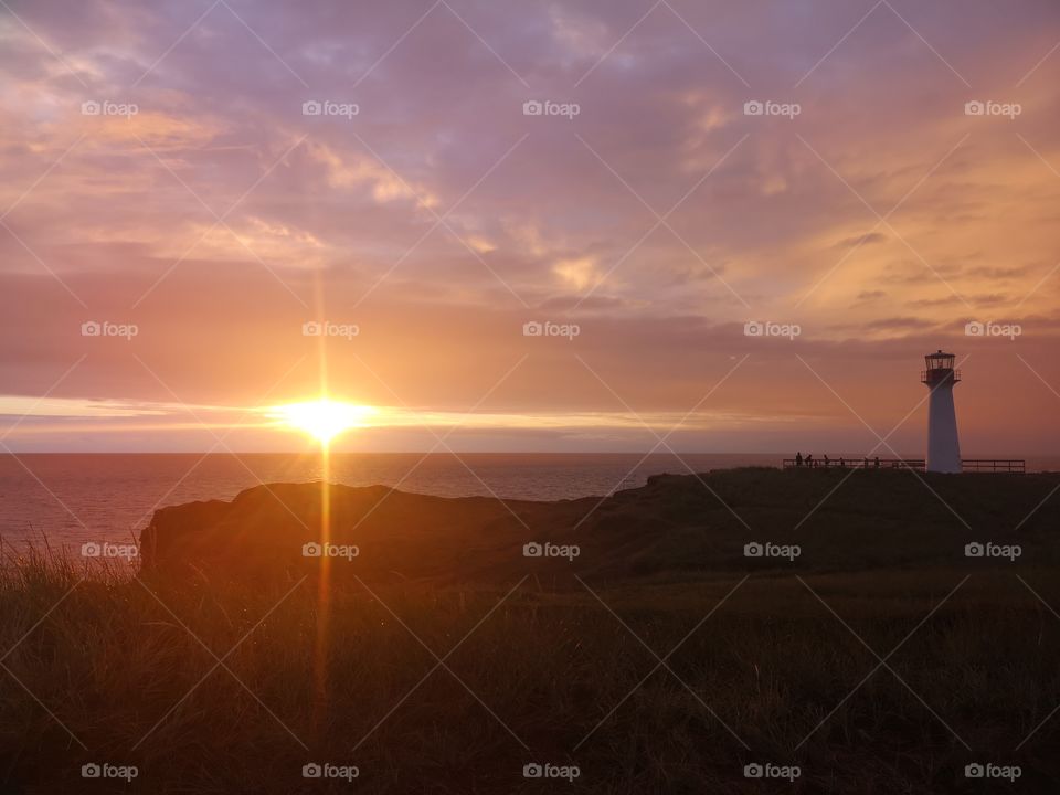 Sunset at the "phare du Borgot" in Fatima, Îles-de-la-Madeleine, Québec, Canada.