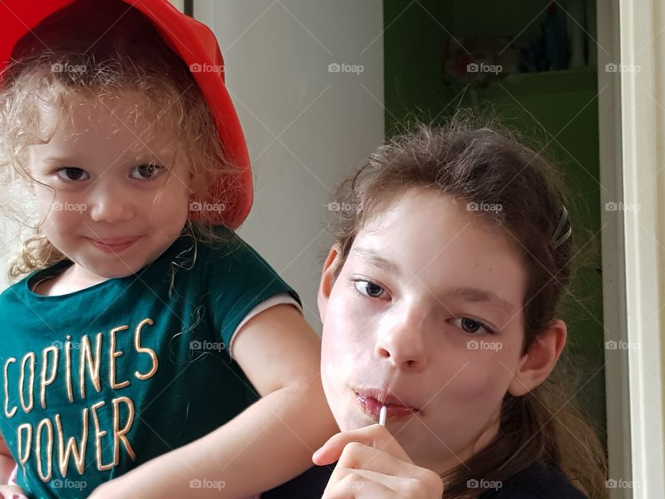 portrait of two sisters without filter