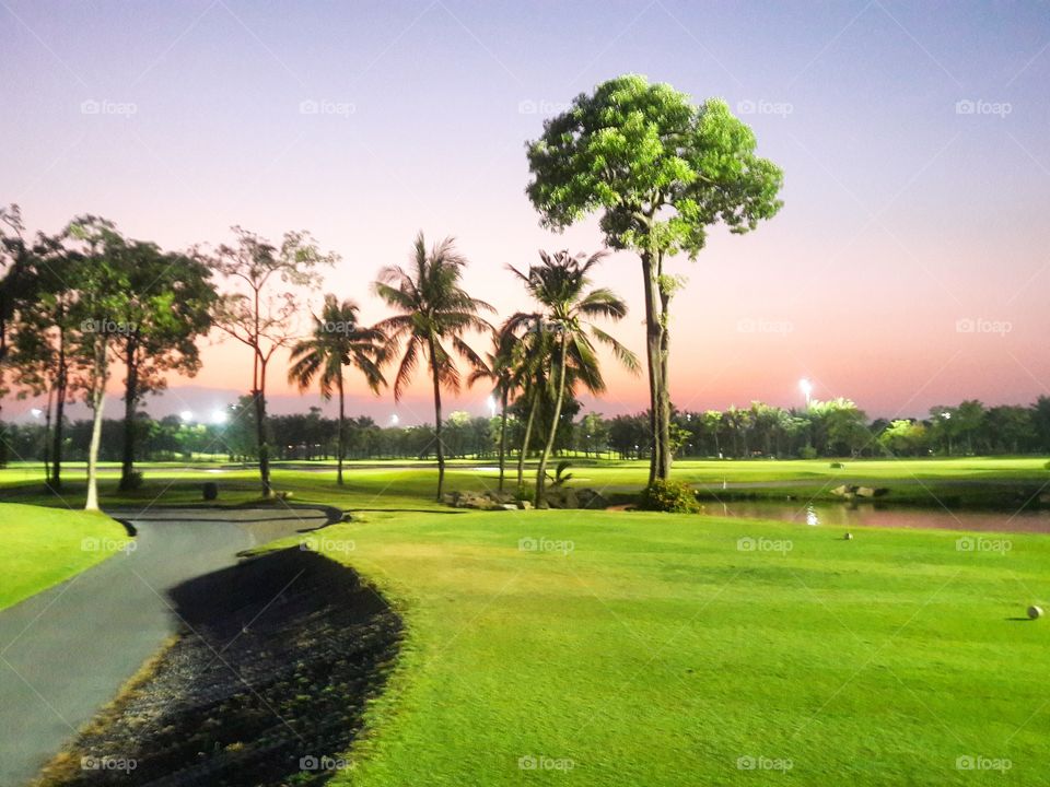 Golf course in night time