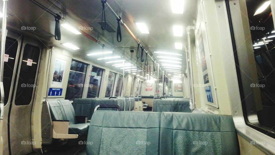 A rare empty BART train.
