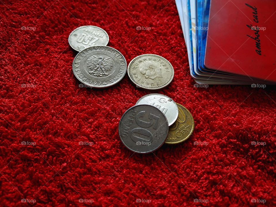 coins and cards