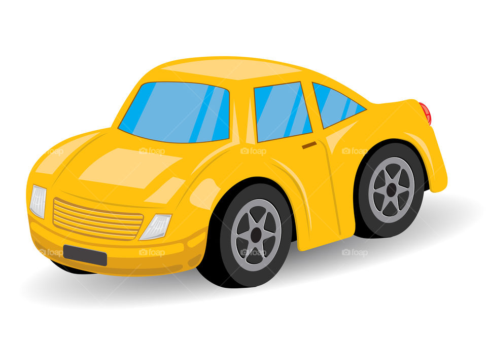 Yellow colored sports car cartoon