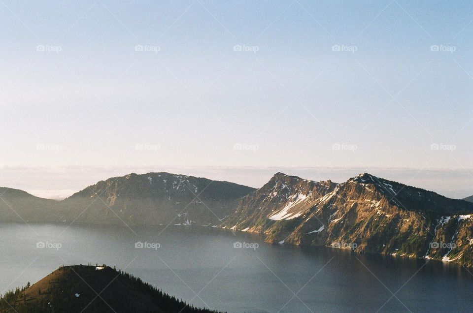 Crater lake at sunrise