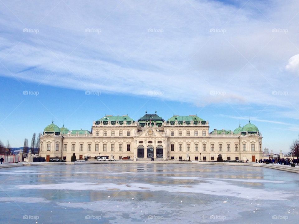 historical belvedere palace in winter