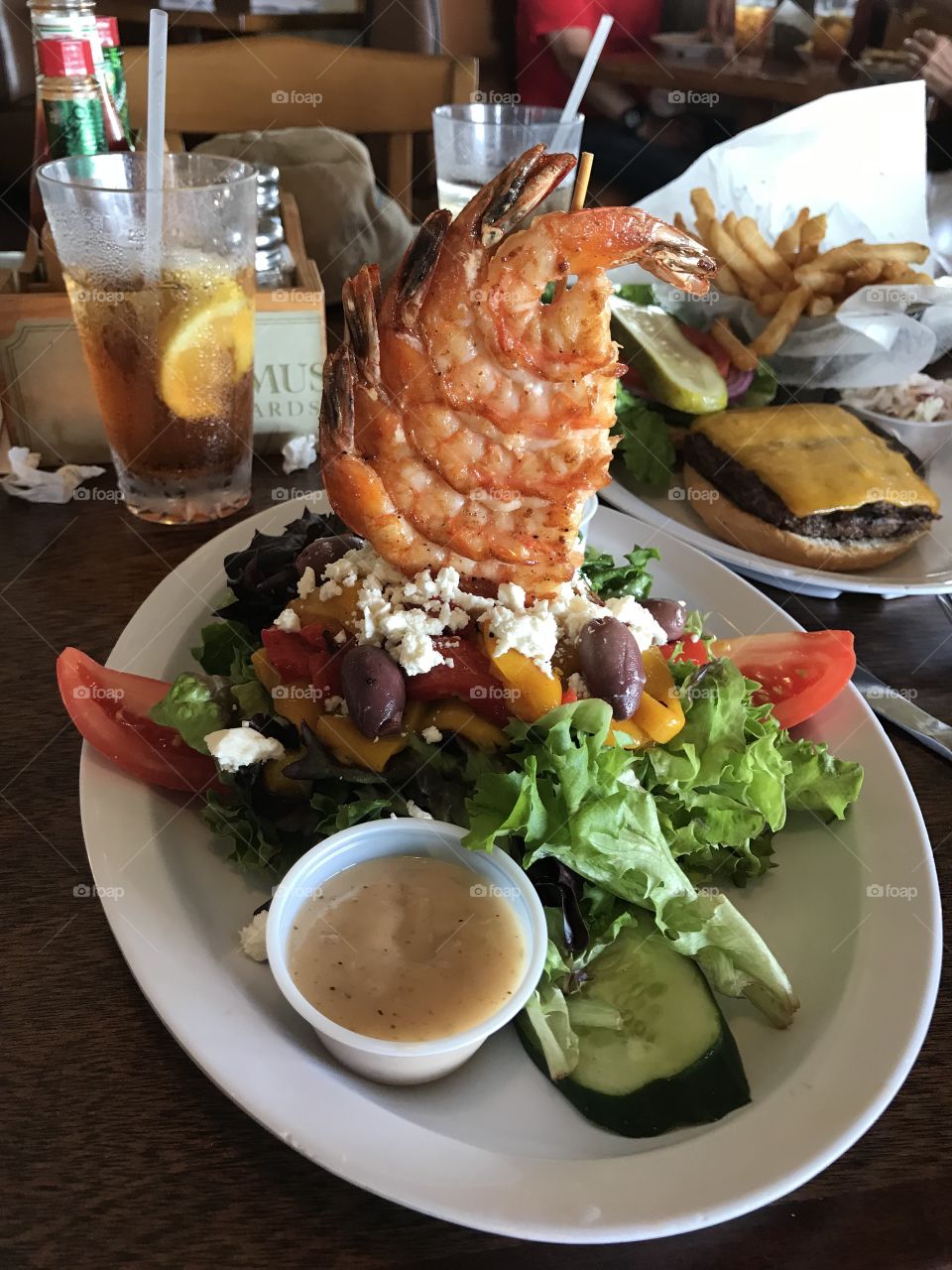 Look how tall my shrimp salad is!