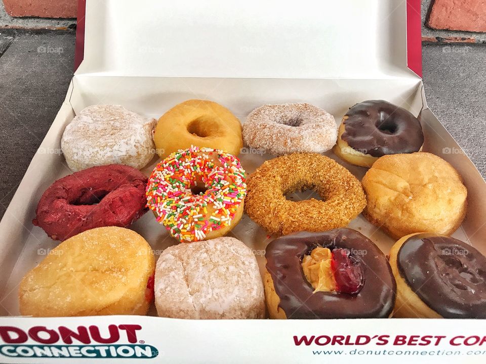 Variety box of donuts