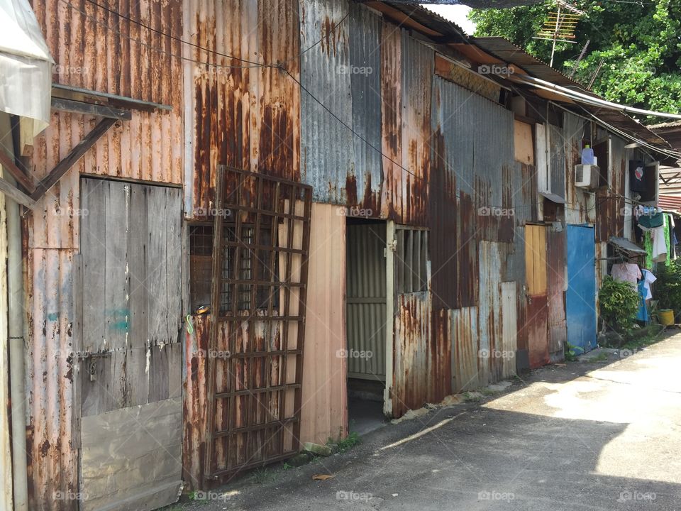 Corrugated Iron clad wall