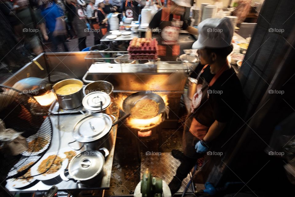 Bangkok/Thailand-March 15 2019:Customers’re waiting to eat famous thai noodle , Padthai Pra-Too-Pee 