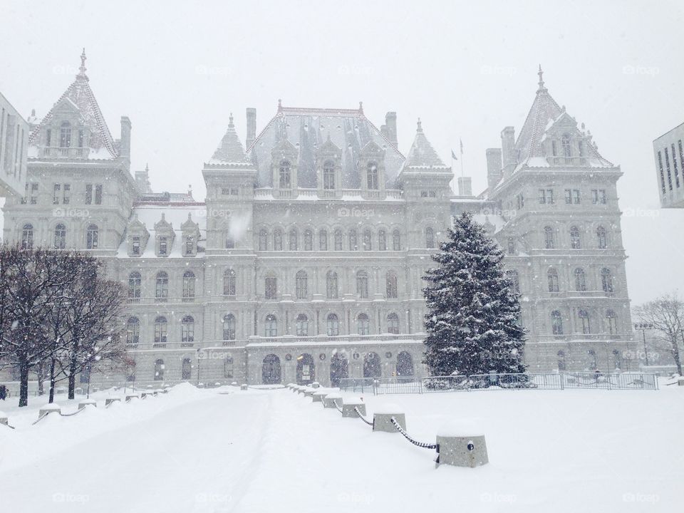 Capitol building, Albany, NY in winter 