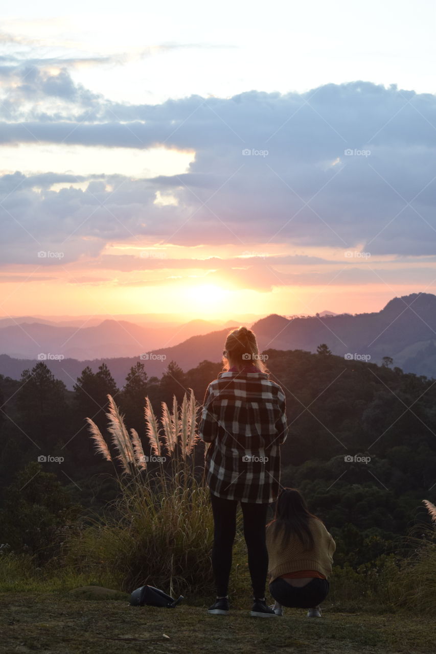 Campos of Jordão SP Brazil-03 of may of 2021: view of a mountain known as Pedra do Baú watching the sunset.