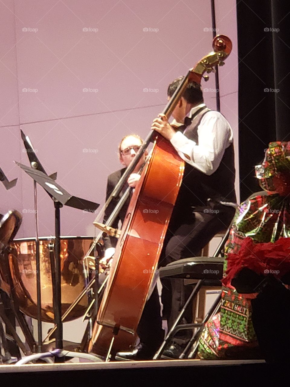 bass playing in an orchestra concert