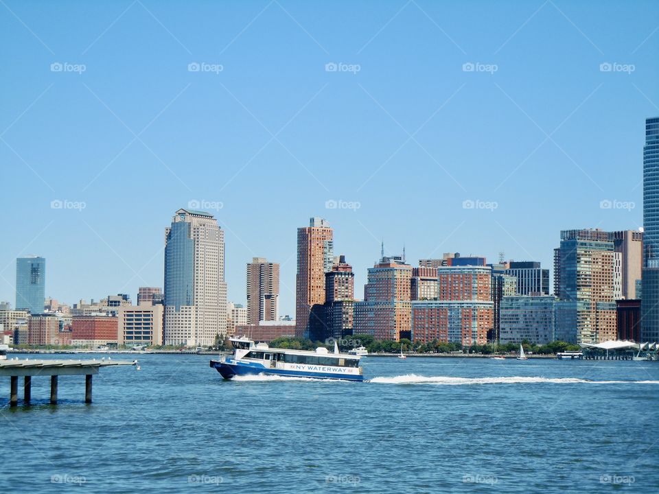 Water Taxi on the serene Hudson River 