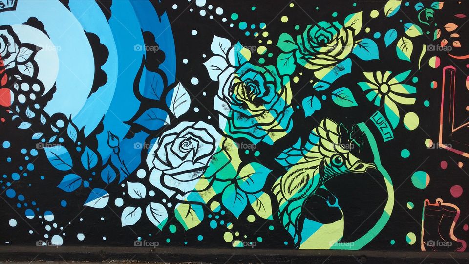 Artes de rua. Grafite, pinturas artísticas em muros, paredes das cidades em pontos turísticos.