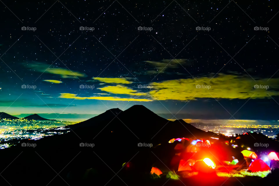 Mount prau at night with thousands of stars