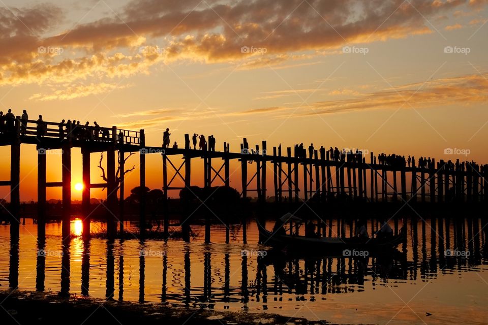 Ubein bridge sumset