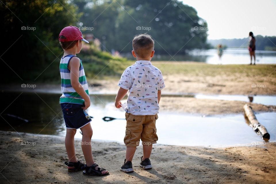 boys by the pond