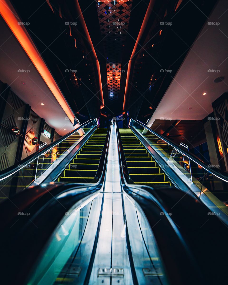Great escalator with perfect lighting system 