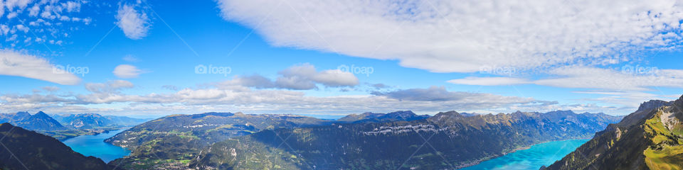 Scenic panorama of lake thun and brienz