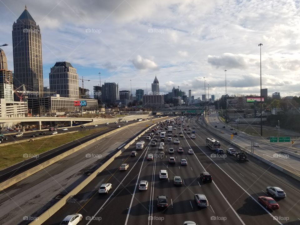 Rush hour begins through midtown Atlanta