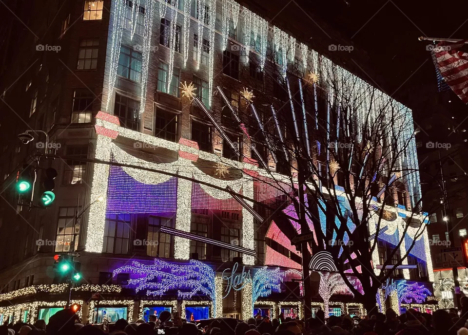 Saks Fifth Avenue Light show in NYC during Christmas time
