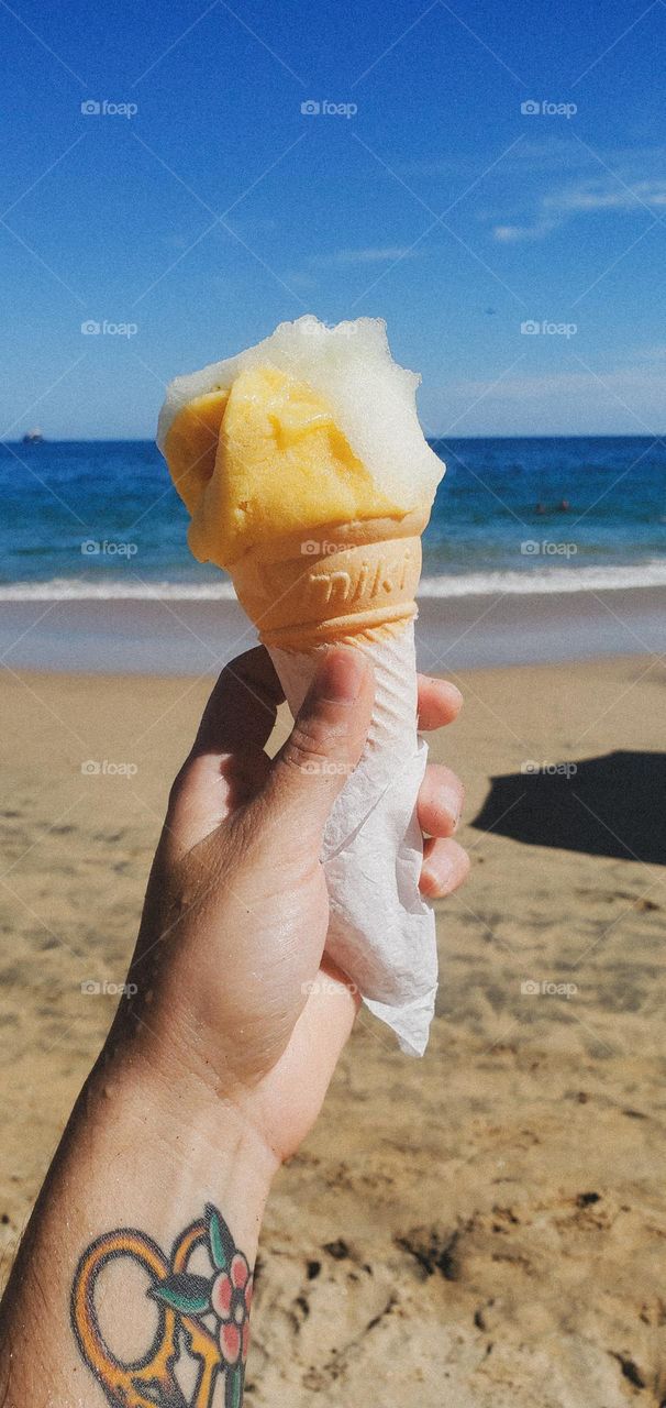 ice cream at a beautiful beach