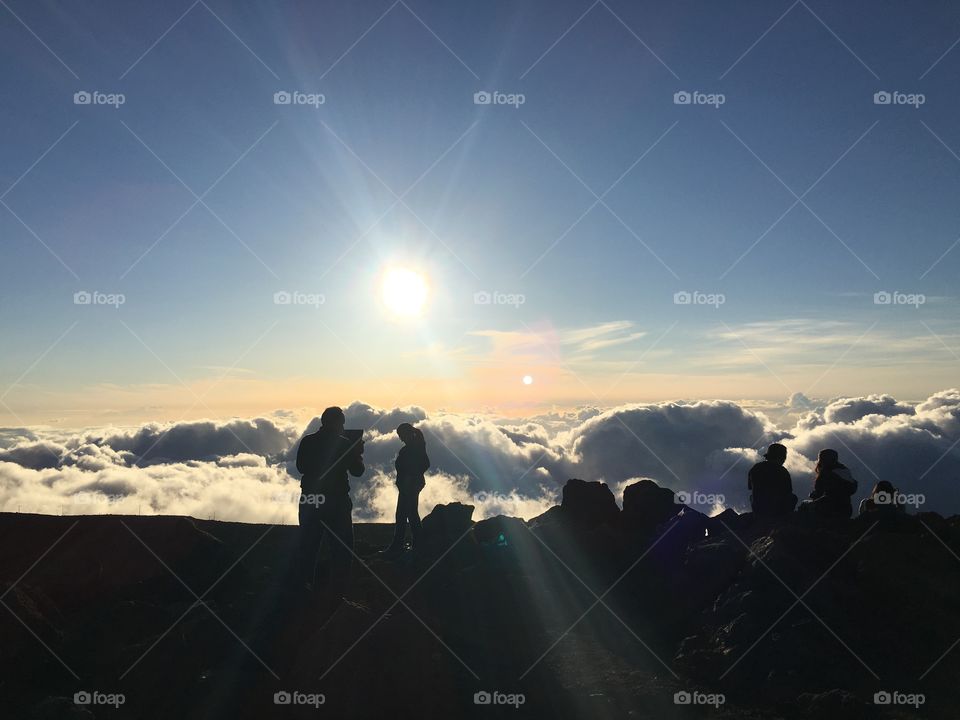 People watching sunset 