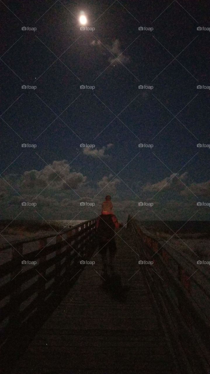 Moonlit walk on the ocean