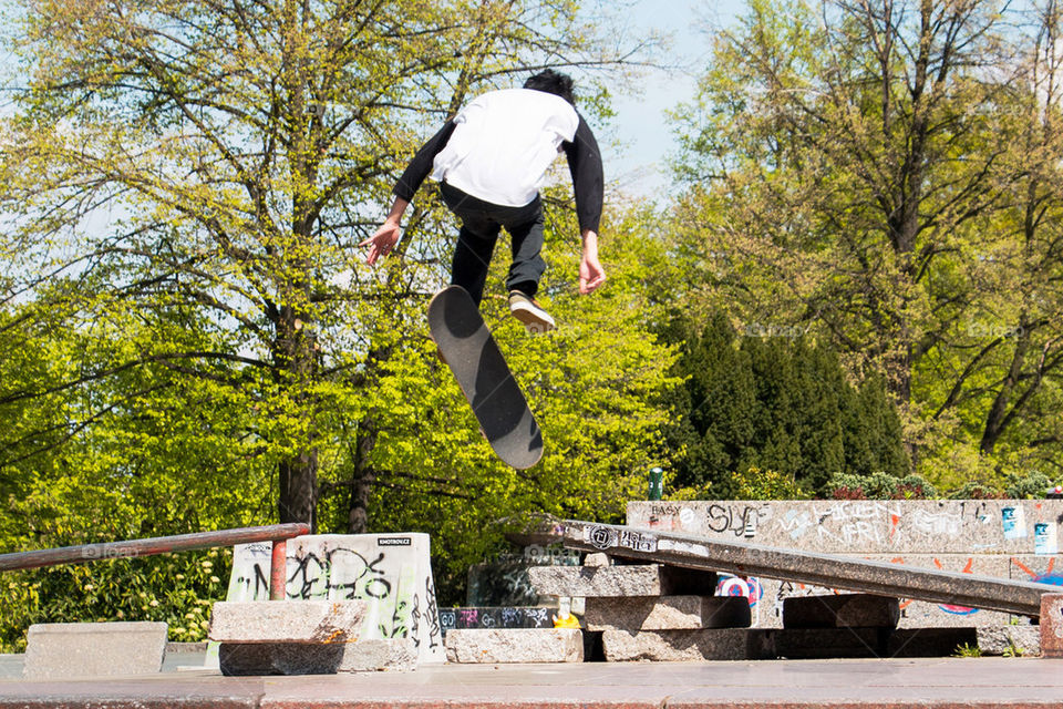 Skateboarder doing tricks