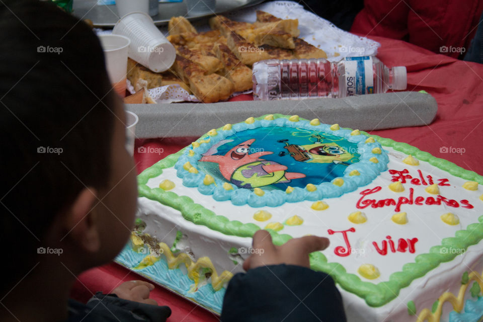 Birthday cake and boy