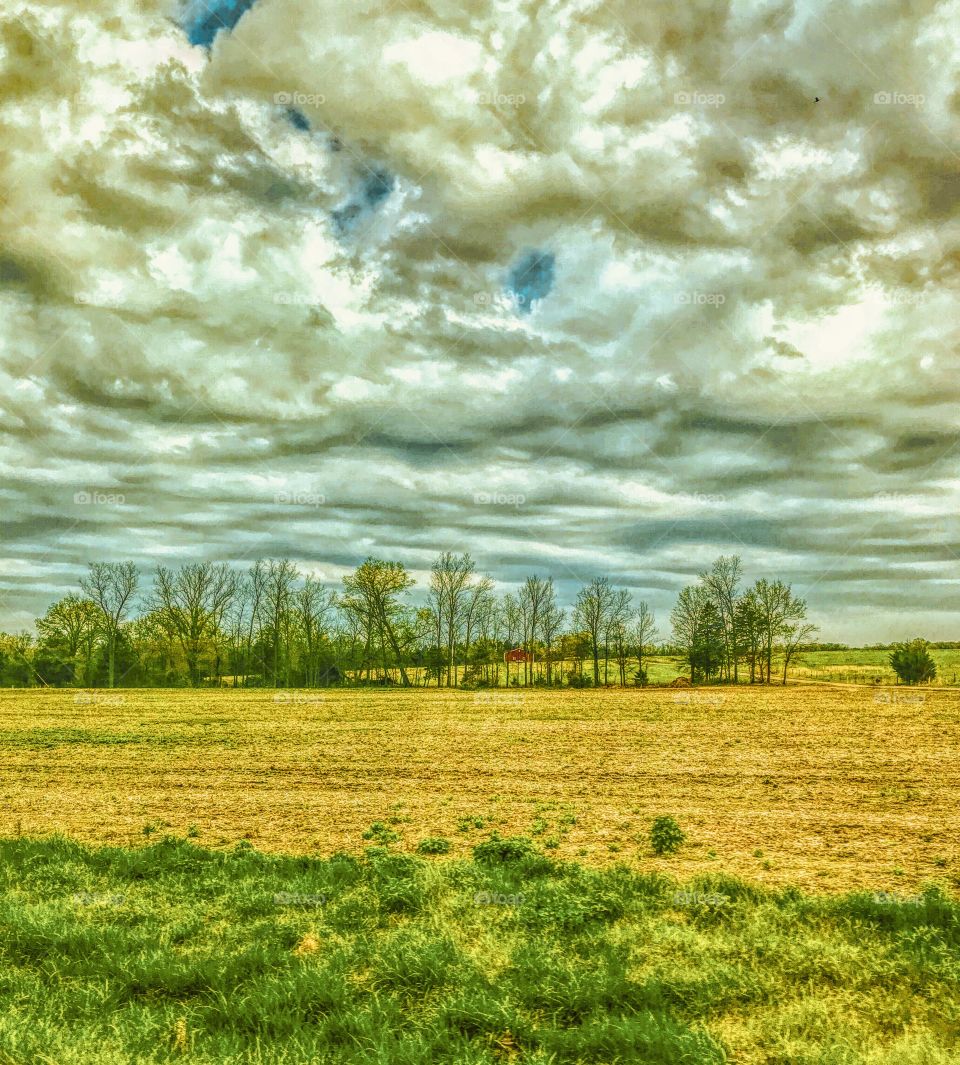 Cloudy day over the farm 