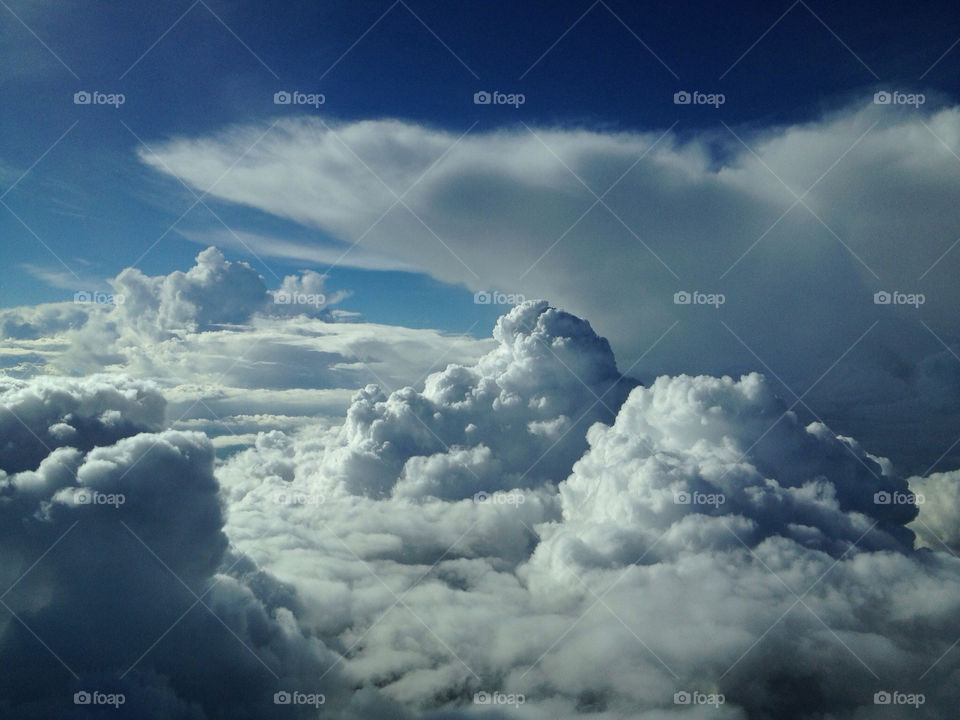 sky blue clouds cumulus by p51