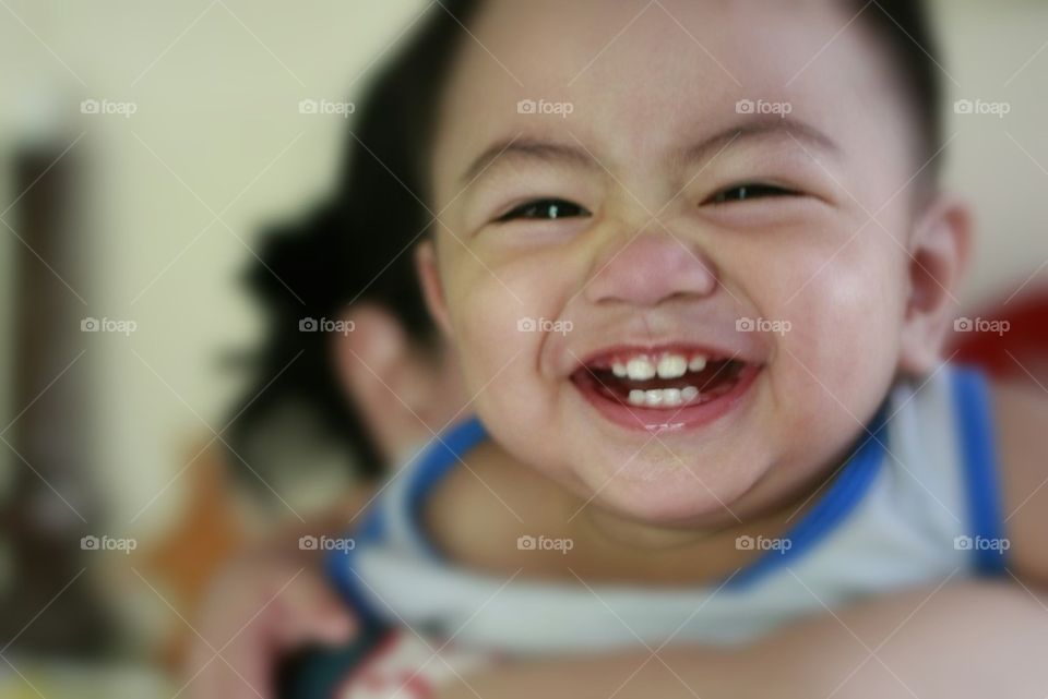 Little boy laughing