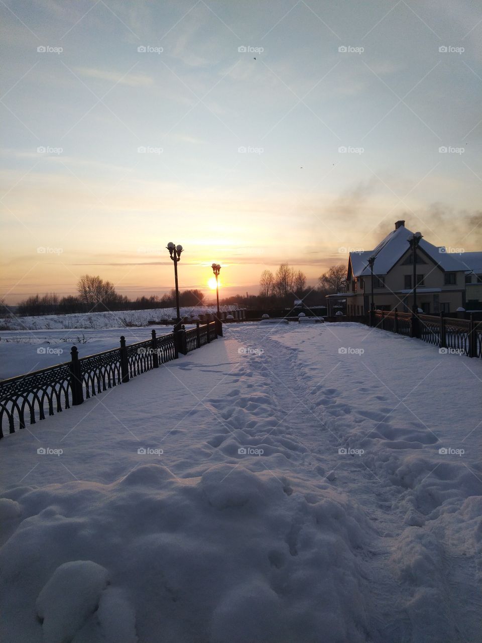 sunset and snow