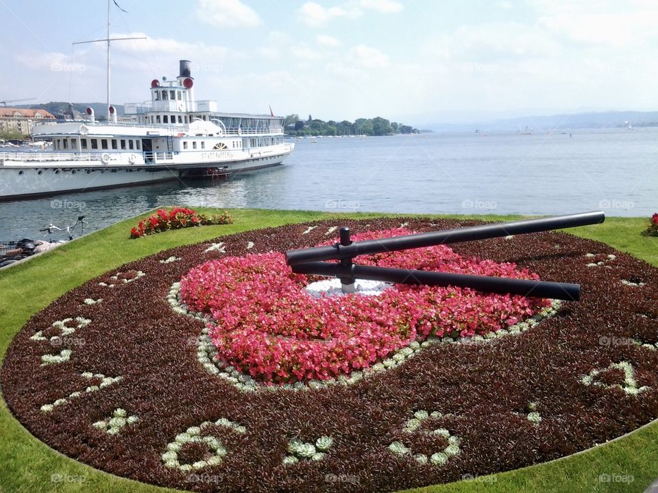 close up of the flower clock in Zurich - Switzerland