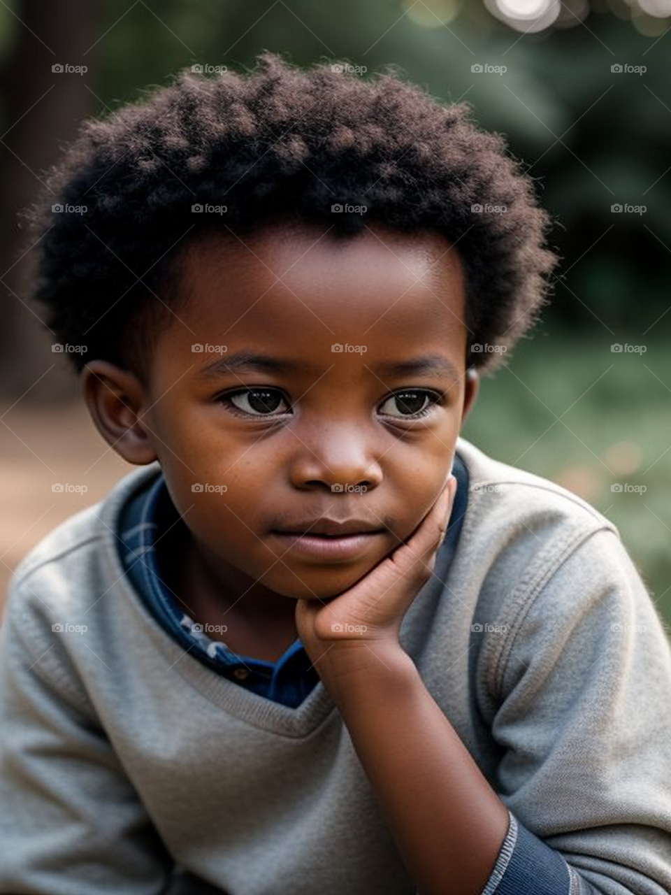 African child meditating