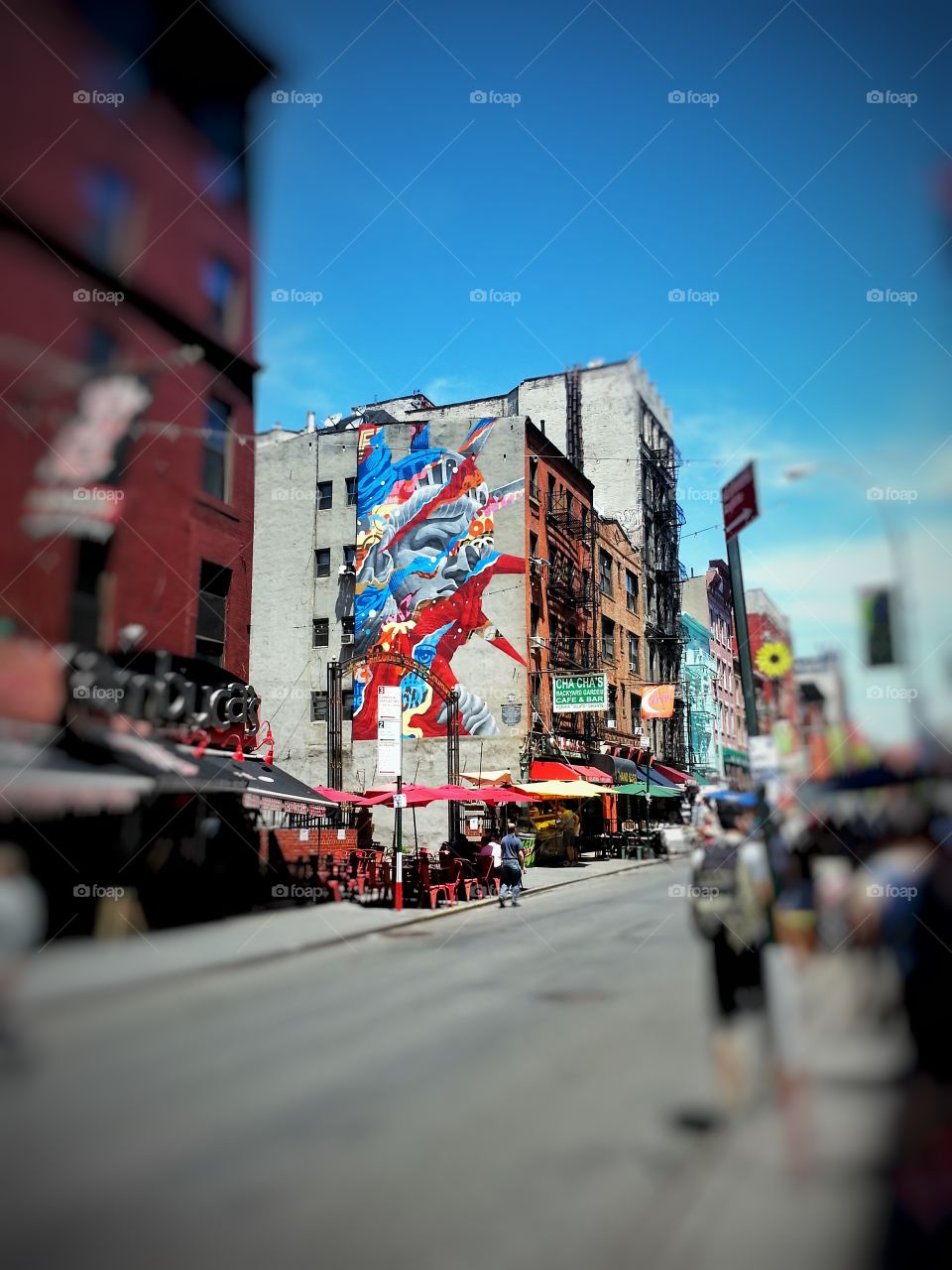 statue of 🗽 liberty. This is a picture of a painting on a building of the statue of liberty that I saw while visiting New York city