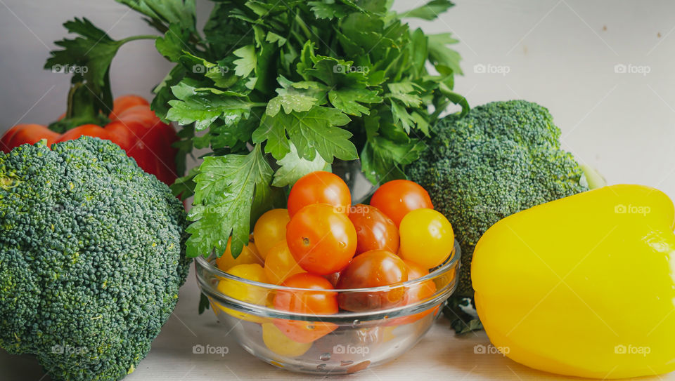 vegetables on a white background