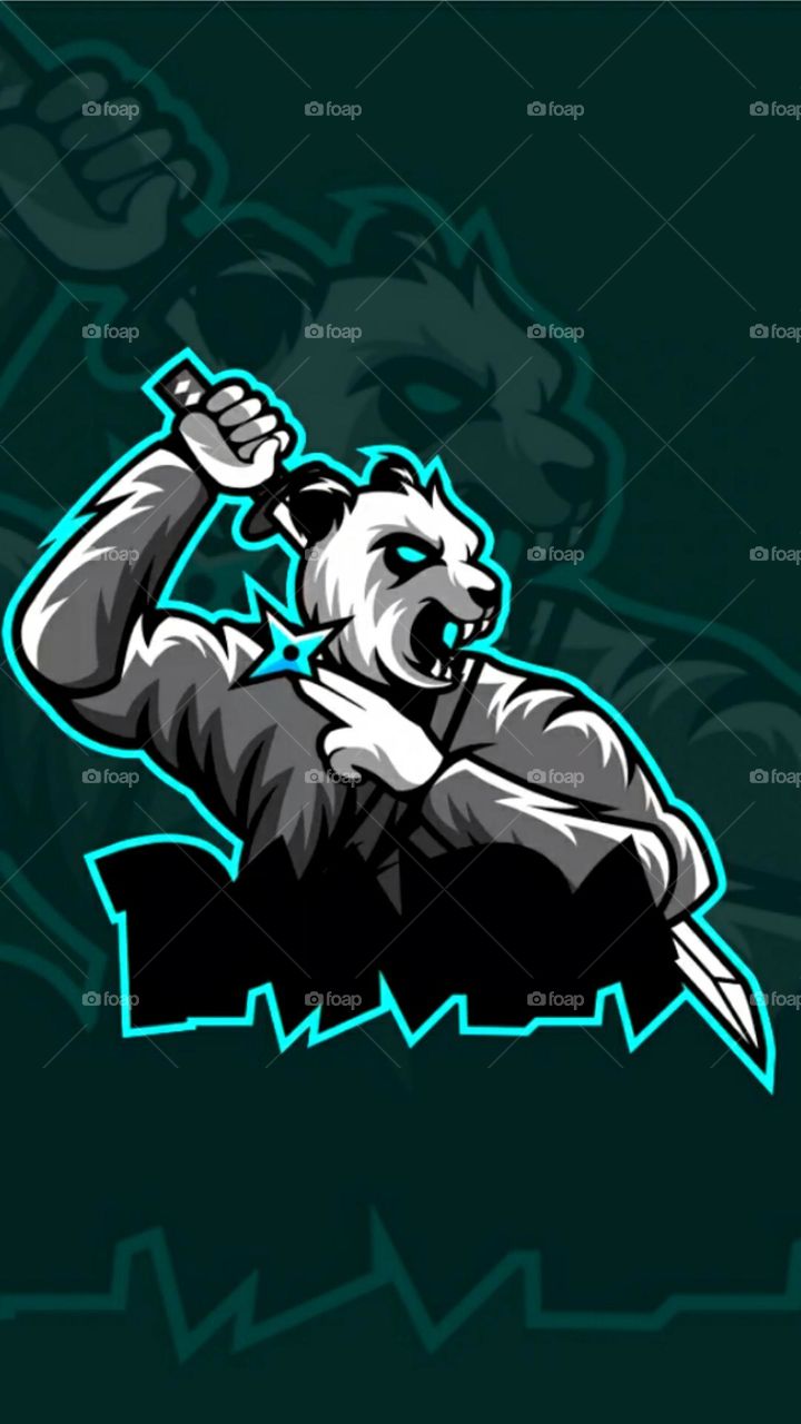 picture of a panda with a sword