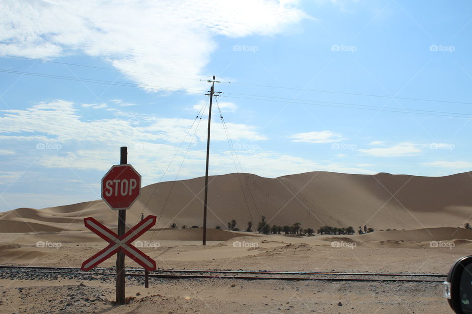 train tracks near dune 7. trip to Walvis bay Namibia