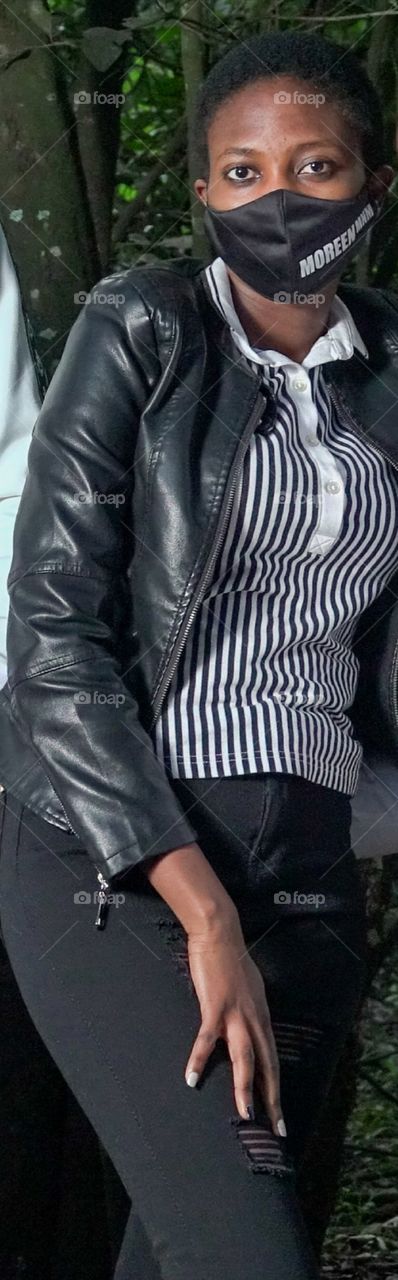 Me in black and white, and still keeping safe wearing a mask with my name on it.