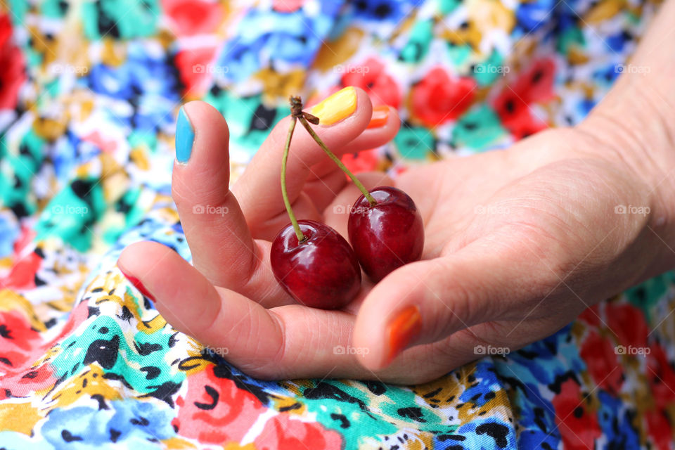 Colorful summer, cherry in my hand 2