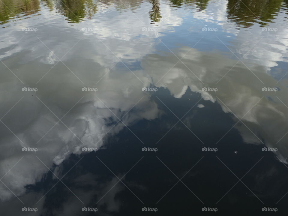 Clouds reflecting in water