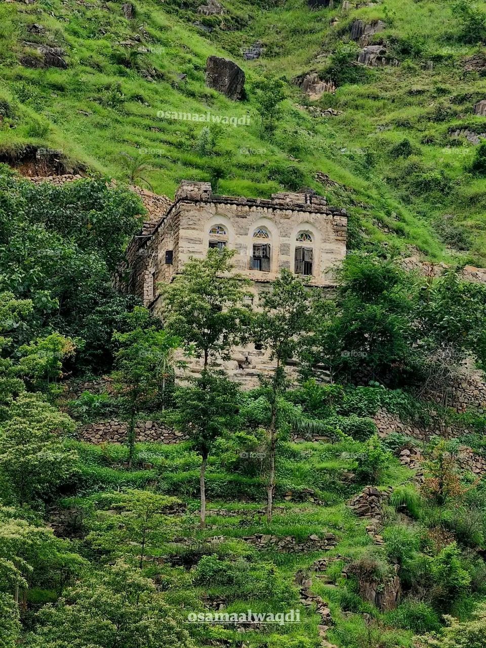 Glory be to God, the magnificent and picturesque view and the natural green trees are a view that is nothing more wonderful than it