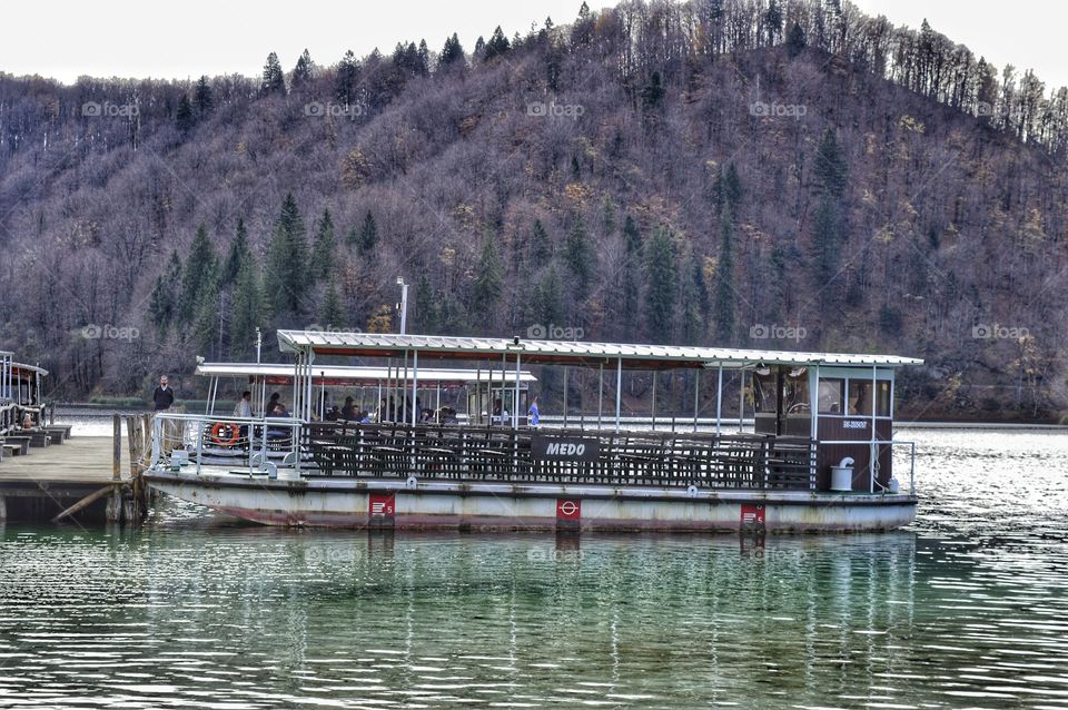 Tourist boat on lake