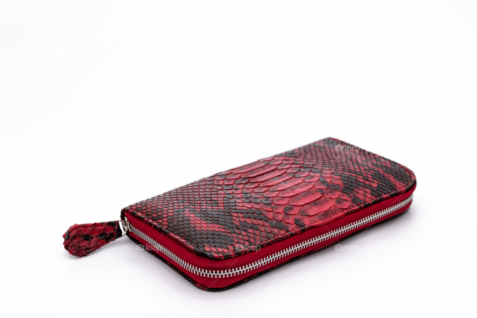 Python leather wallet.  Handwork.