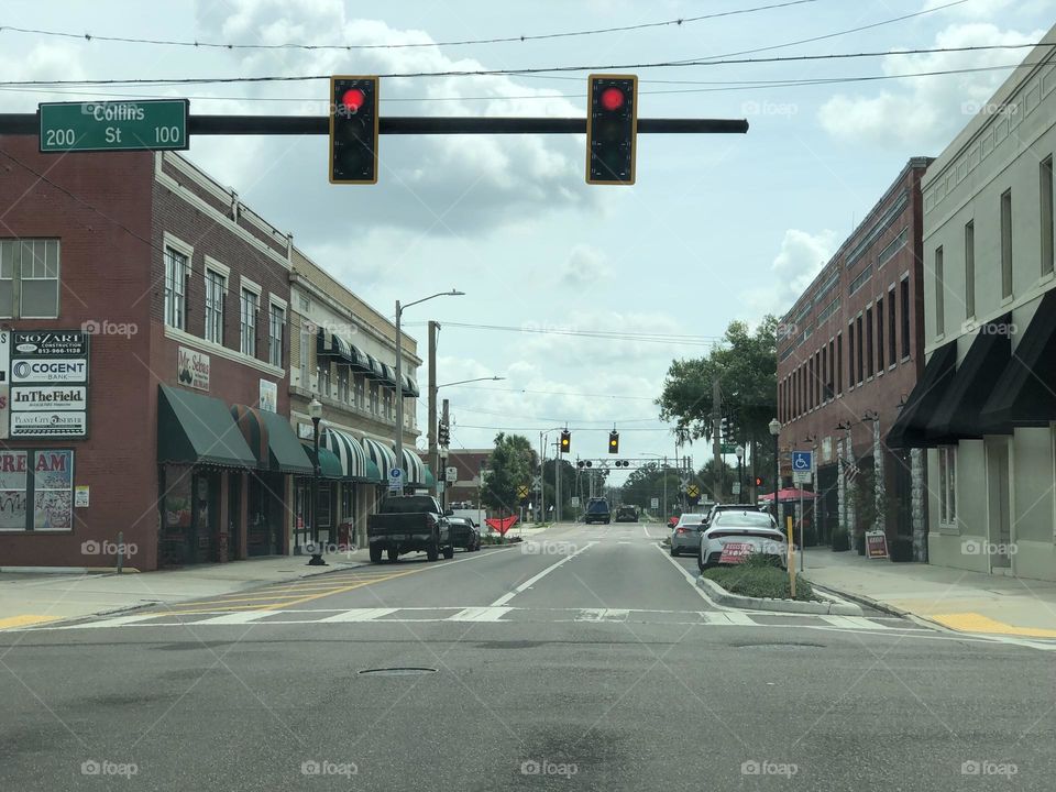 Driving through downtown historic Plant City Florida USA