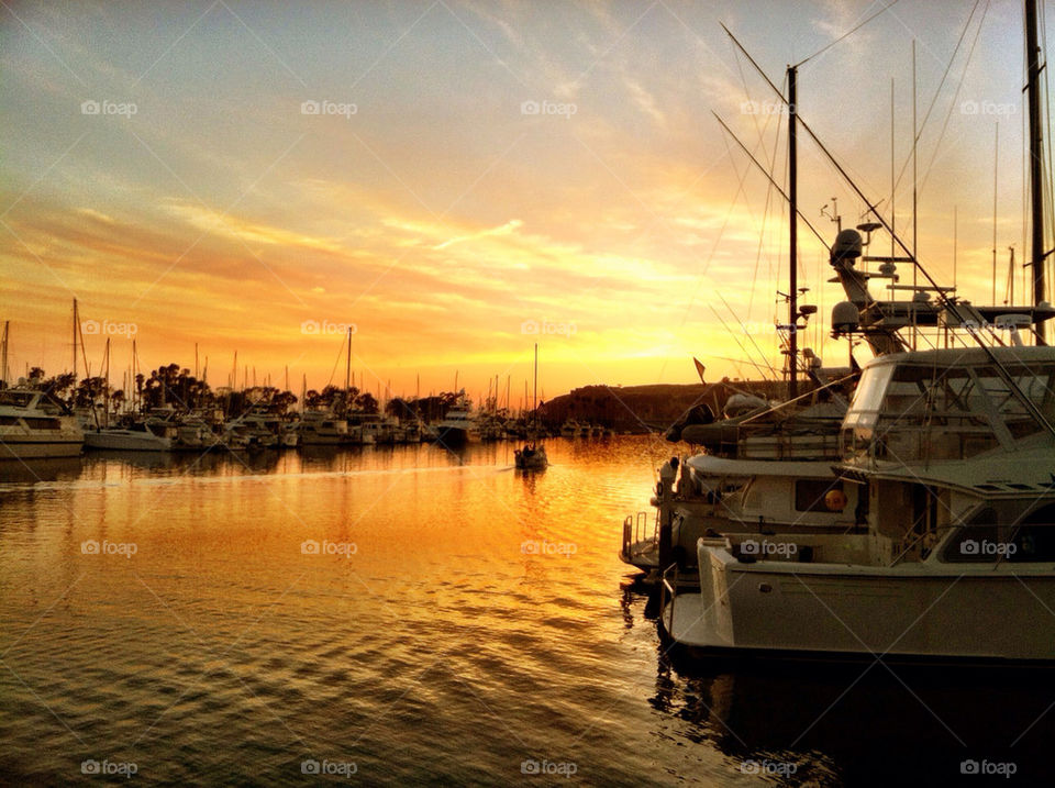 beach sunset boats california by oaslani