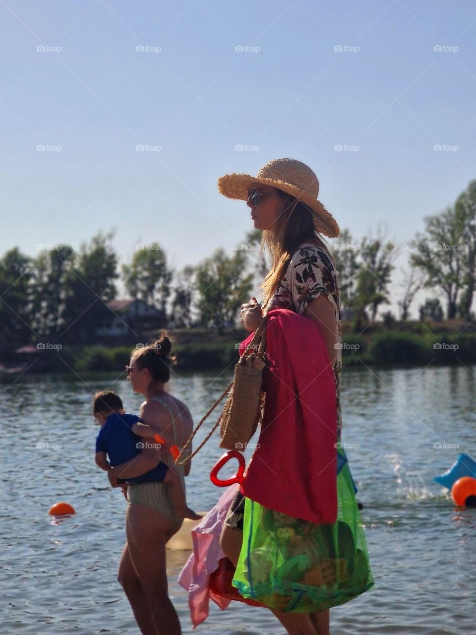 mother on the beach